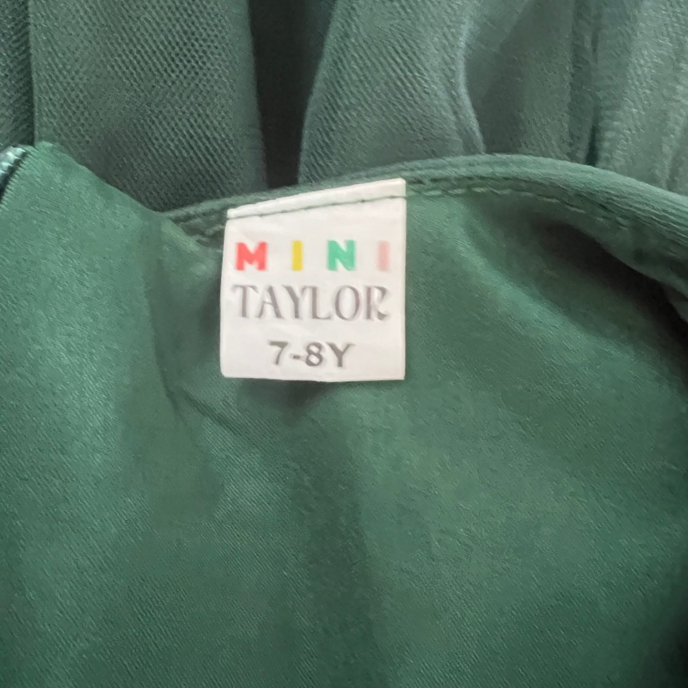 Mini Taylor Reindeer Floral Tulle Dress 7-8Y Girls‎ Forest Green Christmas Party - Picture 6 of 12